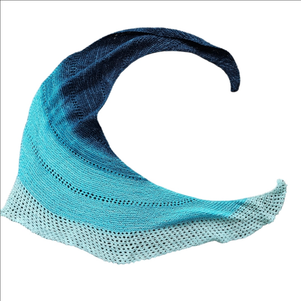 Blue Gradient Handknit Shawl